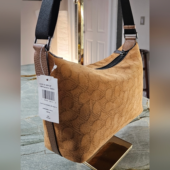 NWT Coach Small Finn Crossbody Bag CCG16 Caramel Sable Suede Signature + Pouch - Picture 7 of 17
